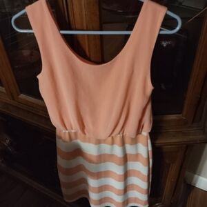 Peach and White XL Striped Dress